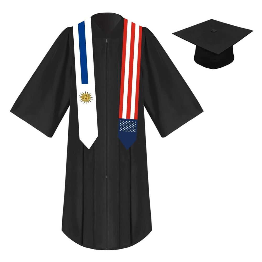 6902 2025 Unisex St 72 Inch Uruguay Flag and USA Flag Mixed Graduation